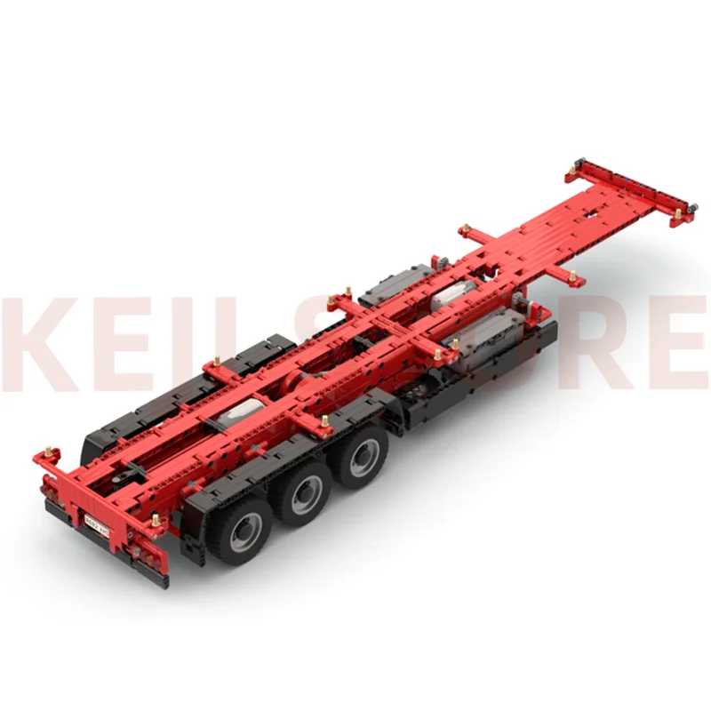 KEJI MOC-49905 Overseas Container Trailer 1:17 Engineering Vehicle Building Blocks Bricks Kits Toys Christmas Gift