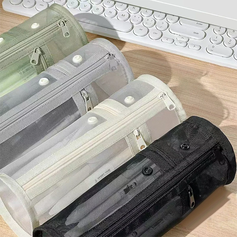 Mesh Dual-use Makeup Brush Storage Bag Portable Brush Case Simple Large Capacity Brush Bucket Holder Travel Stand-up Pouch