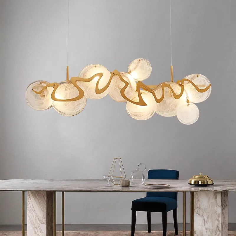 

Modern LED Gray White Cloudy Glass Piece Chandelier, E14 Dining Room Interior Ceiling Hanging Decorative Light Fixtures.