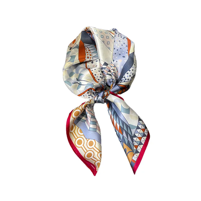 Pure Silk Paisley Women  Scarf Square Hijab Headband Design Print Luxury Spring Shawl Wraps Bandanas Foulard Female Hair Ribbon