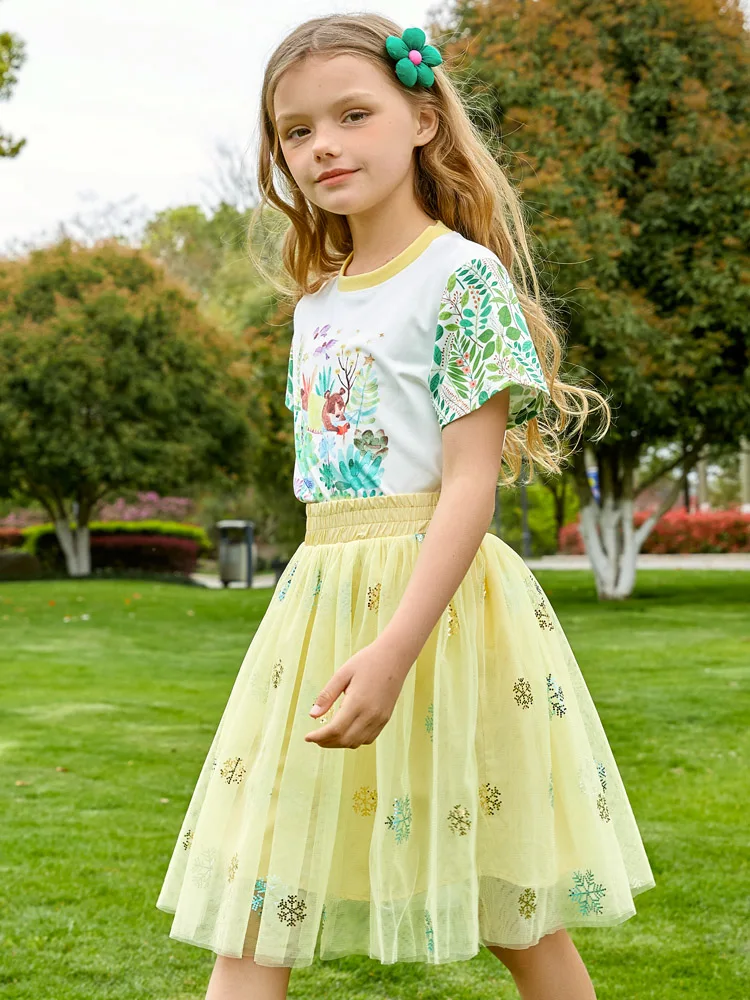 Girls short-sleeved T-shirt blouse half-skirt summer base dress Shasha princess skirt