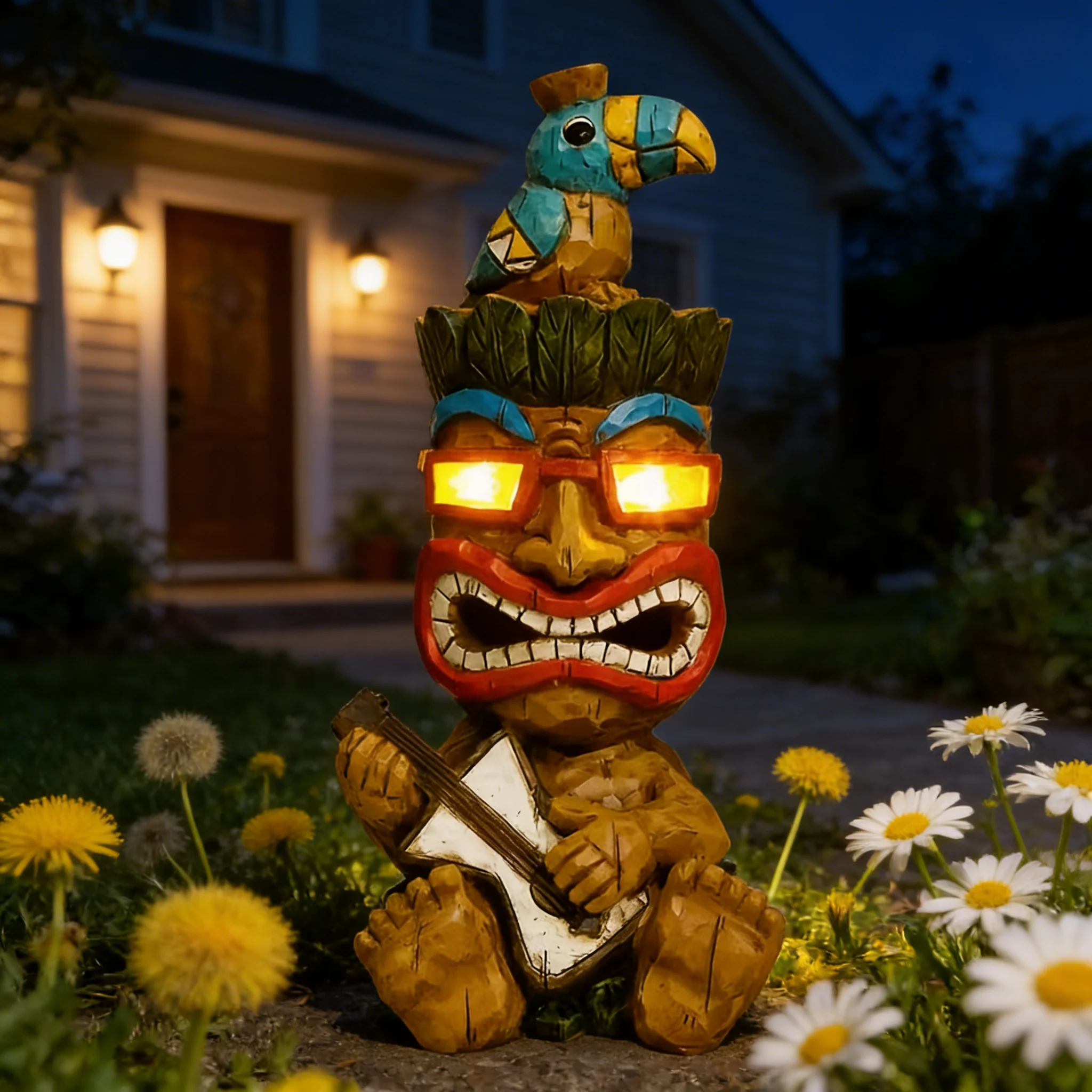 

Гавайская статуэтка тики, играющего на гавайской гитаре, для улицы/декора в гавайском стиле, подходит для террас, баров, вечеринок, подарок для любителей тики