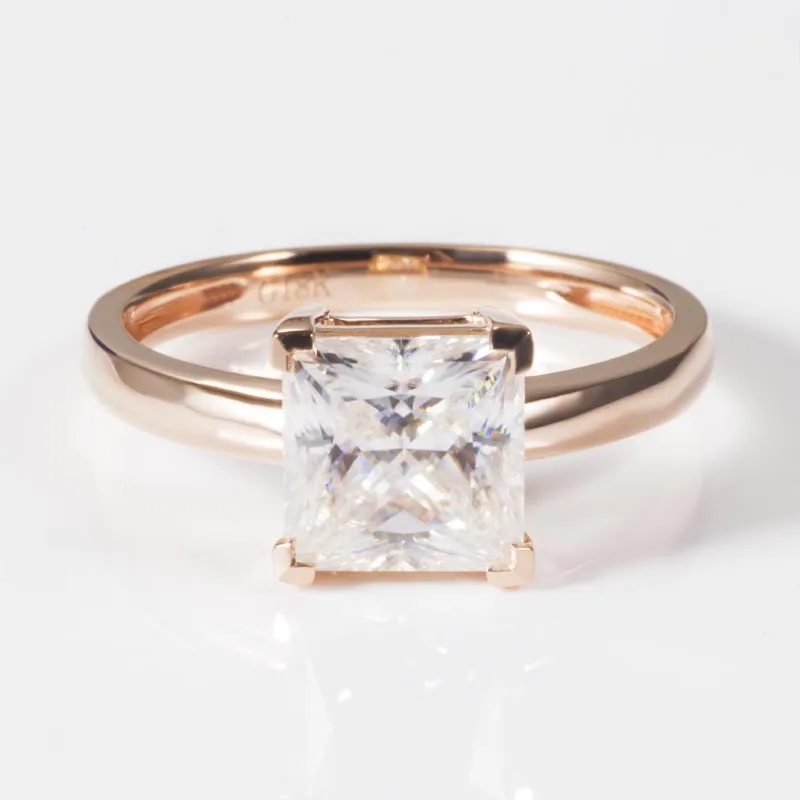 

Provence 10K/14K/18K White Gold Moissanite Diamonds Engagement Rings for Women 2.2CT D Color VVS1 Solitaire Princess Cut Rings
