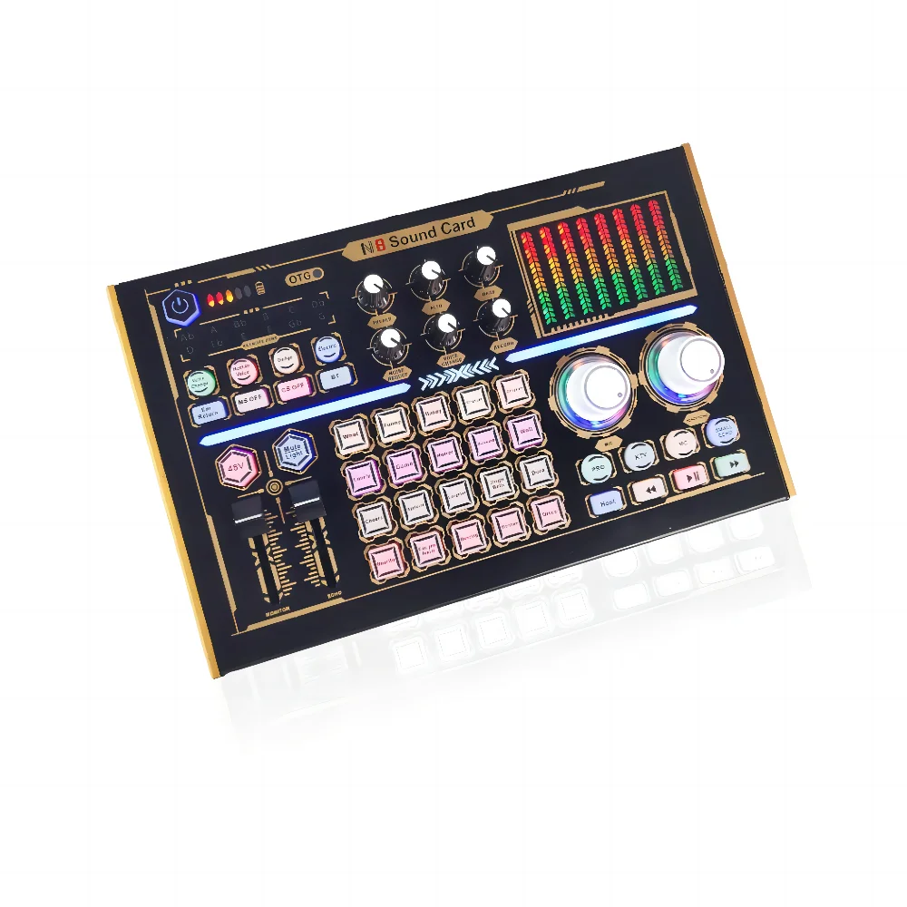 

2025 hot sale DemaoN8 Professional Recording Soundcard PC Mobile Phone Live Broadcast Sound Card Mixer Set Support 48V Mic PhPod