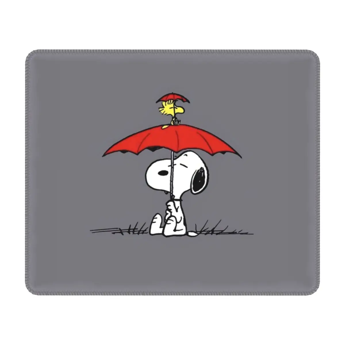 Custom S-Snoopys Woodstock Mouse Pad Non-Slip Rubber Mousepad with Durable Stitched Edges for Gamer Computer PC Mouse Mat