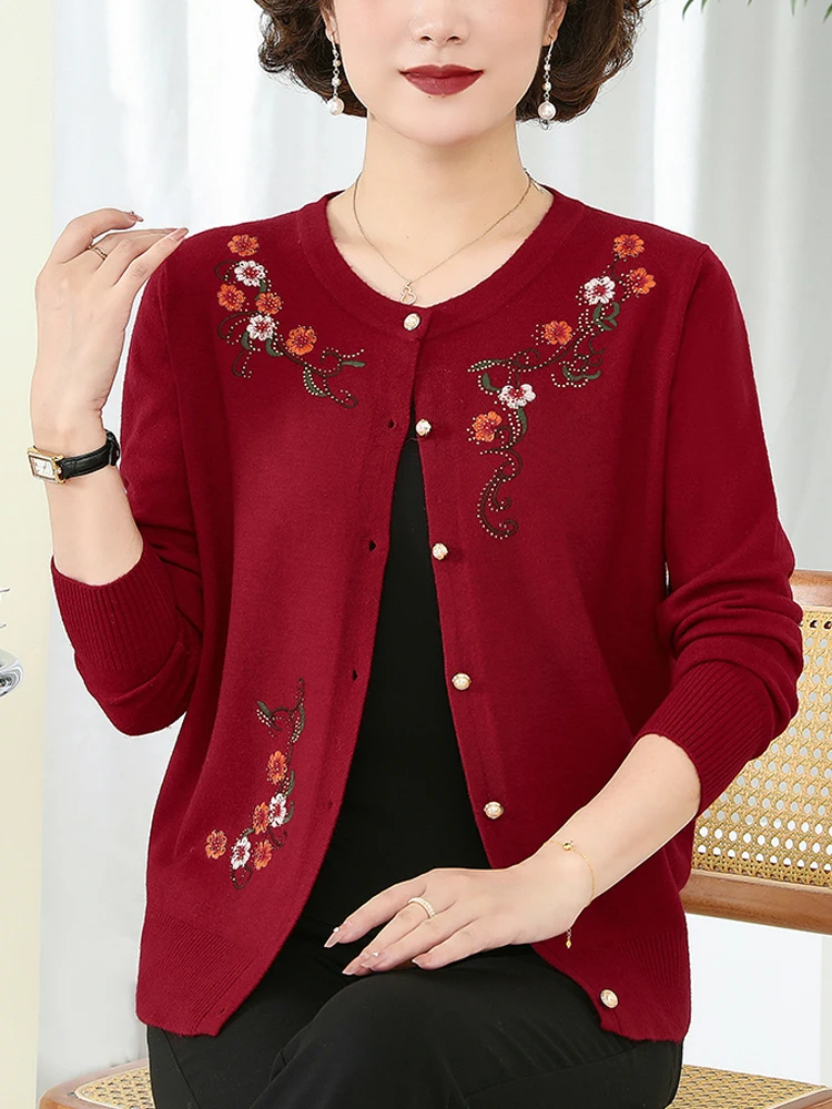 

Embroidery Floral Cardigans Sweater Women Autumn Knitted Sweater Coat Top Femme Korean Fashion Single-breasted Female Cardigan