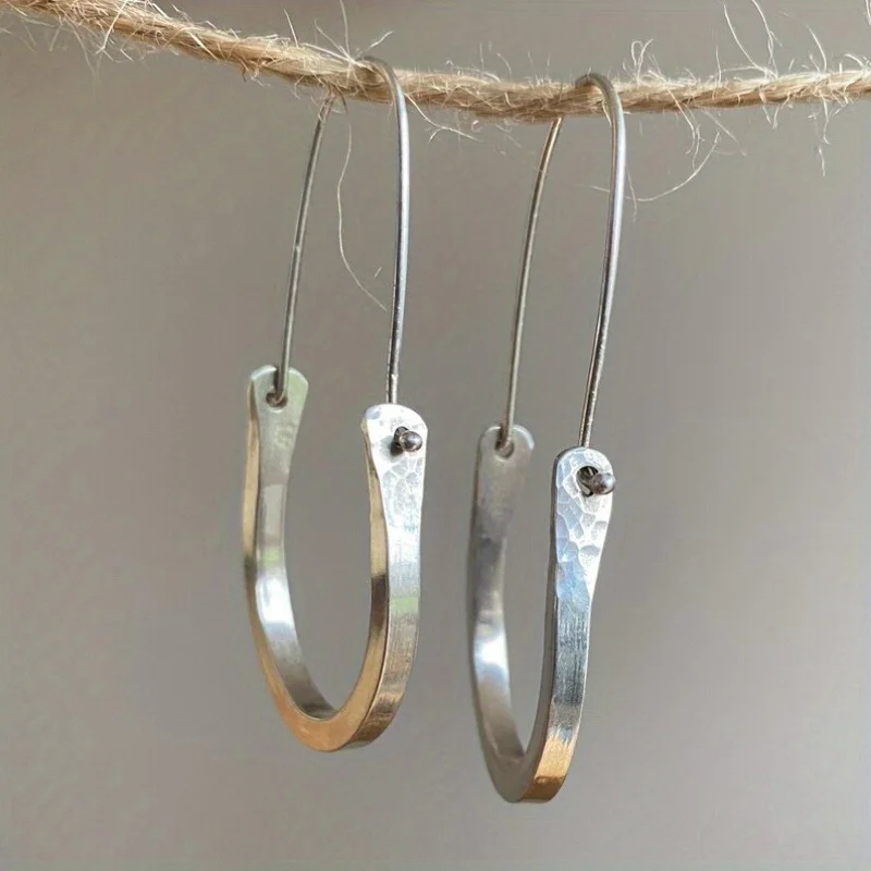 

Classic Simple Silver Color Metal Geometric Semicircle Dangle Earrings for Women Jewelry