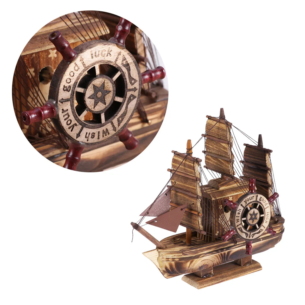 

Винтажная деревянная музыкальная шкатулка в форме корабля, креативный декор для дома, с вращающимися элементами, реалистичный подарок на кофеен, ко дню рождения