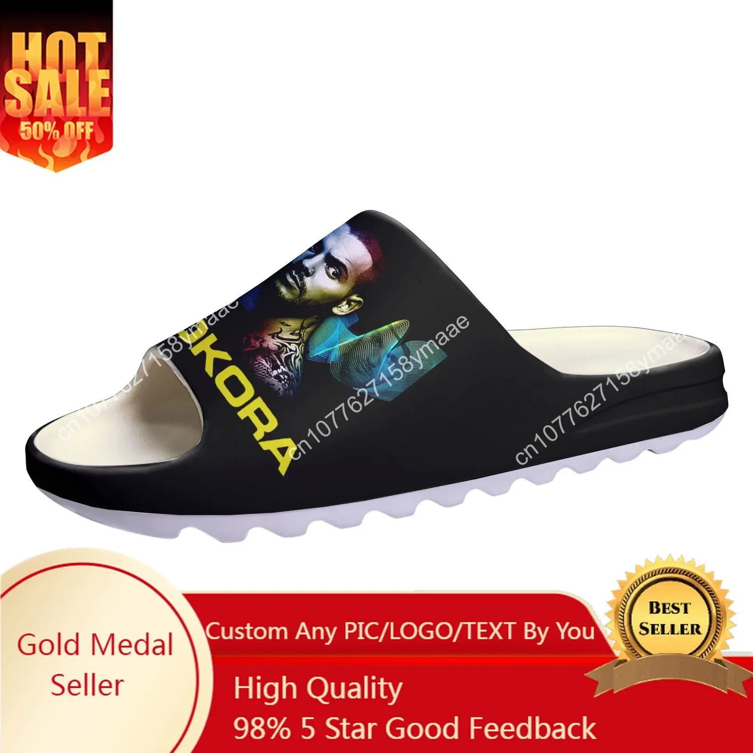 

M Pokora Singer Soft Sole Sllipers Home Clogs Step on Water Shoes Mens Womens Teenager Bathroom Customize on Shit Sandals