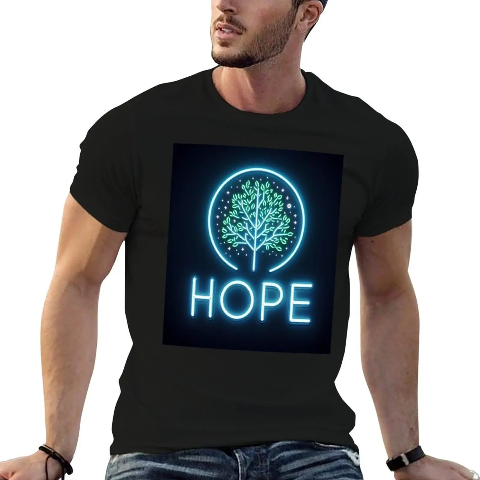 Hope Is New Life neon line T-Shirt customs design your own street wear t shirts for men graphic