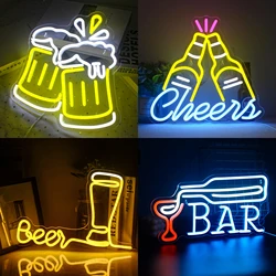 Open Welcome Bar Neon Signs LED Lights Pink Light Up Sign Wall Art Lamp USB Home Bars Shop Room Party Gamer Room Decoration Item
