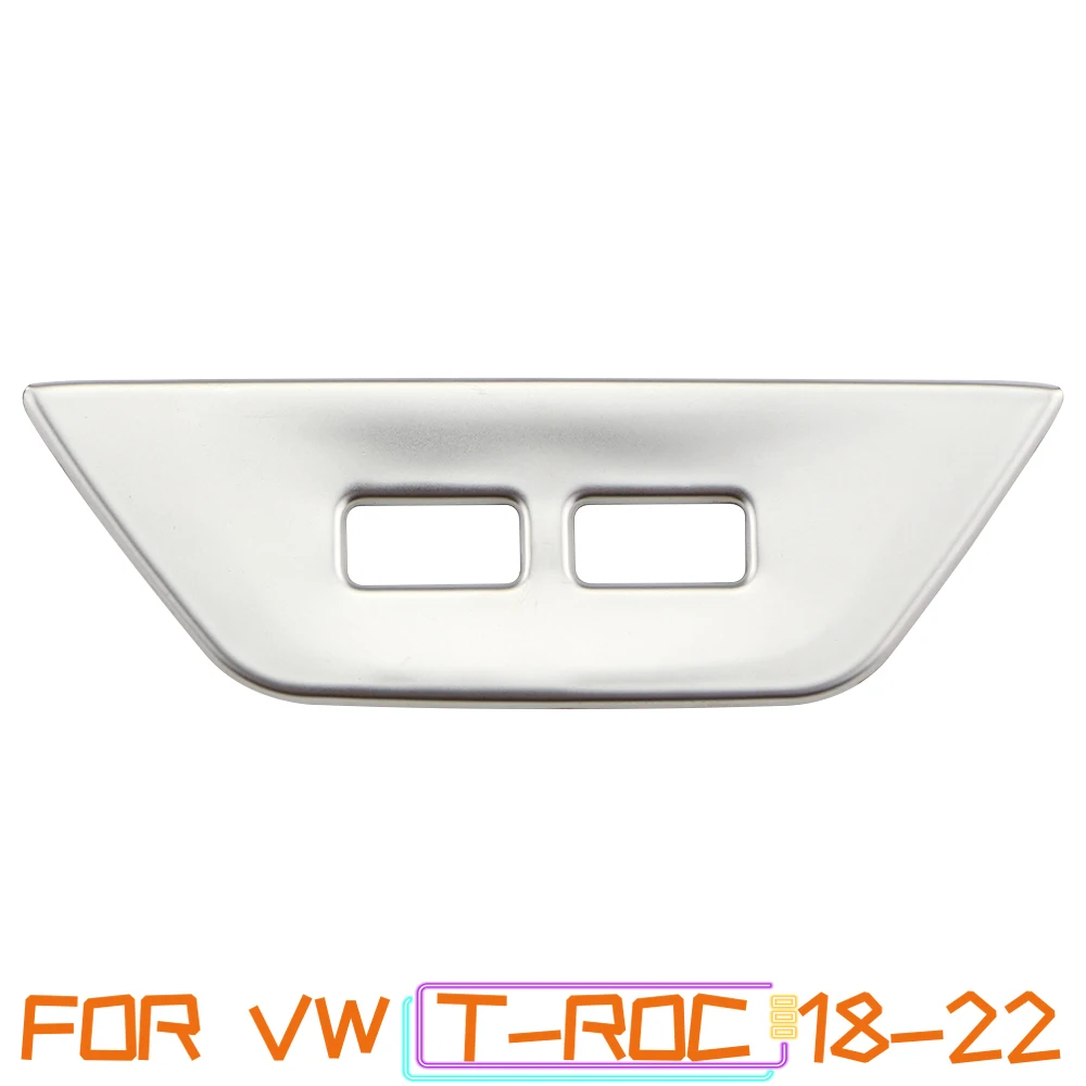 غطاء لوحة USB خلفي للسيارة من الفولاذ المقاوم للصدأ ، ملصقات زينة خلفي مزينة بترتر USB ، ملحقات Volkswagen VW T-Roc Troc 2017 - 2023