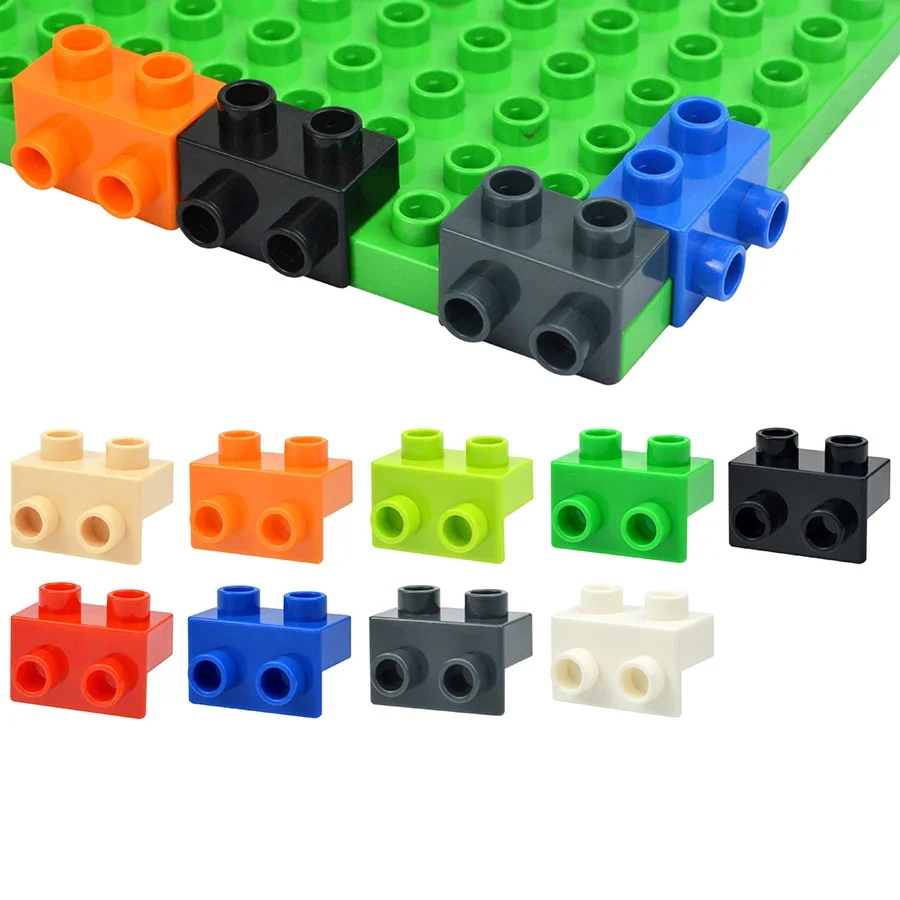 20Pcs Large Particls Bricks Reverse Bracket 1x2-1x2 Corner Connection Assembles Building Blocks Compatible Big Size Duploes Toys