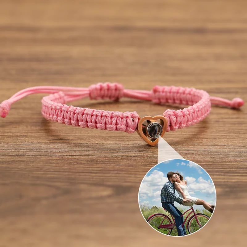 Dascusto Hand Woven Personalized Memory Photo Projection Bracelet Customized Photo Projection Bracelet Bracelet Gift for Her