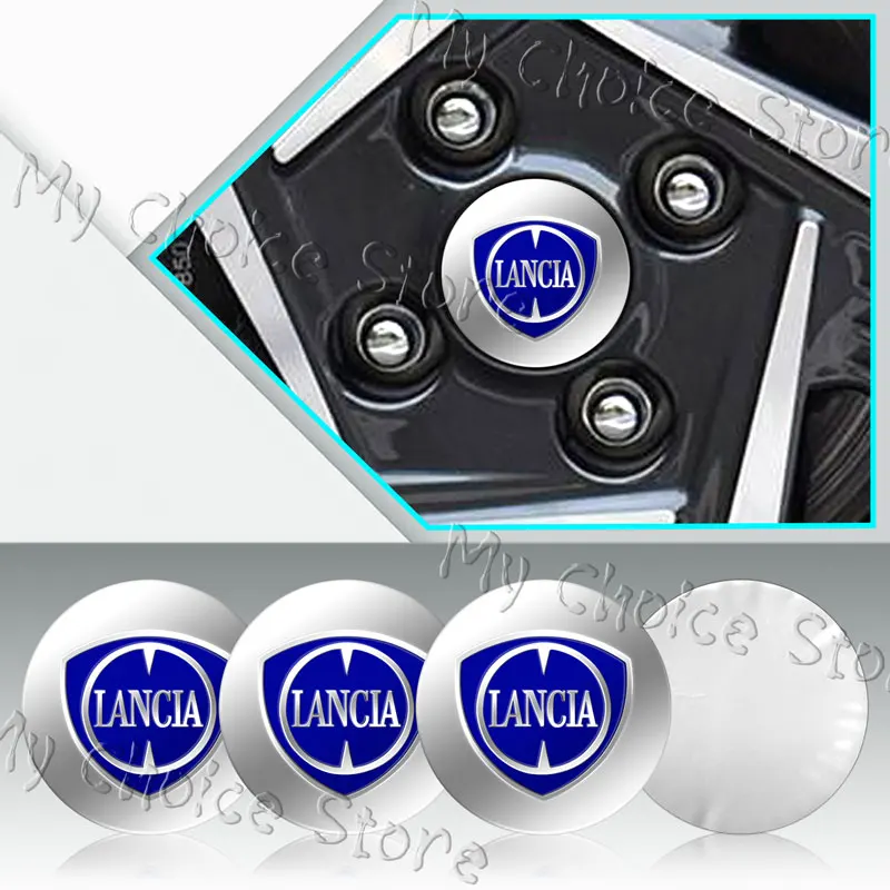 Car Styling Aluminum 4Pcs 56mm Car Wheel Center Hub Caps Dust-proof Stickers For Lancia Logo Kappa Delta 3 Ypsilon Musa Voyager