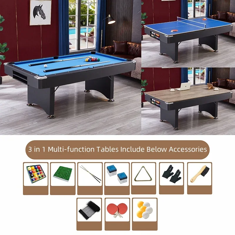 

Wholesale Cheap Factory 3 in 1 Commercial 8ft 7ft Folding Pool Table For Sale