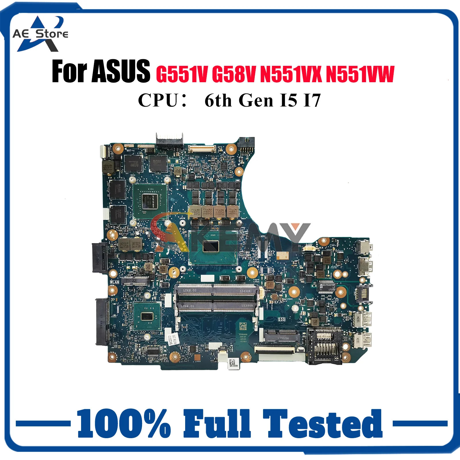 

N551VW Материнская плата для ноутбука ASUS ROG G551V N551VW N551V N551VX G58V Материнская плата для ноутбука с процессором I5 I7 100% tests OK быстрая доставка