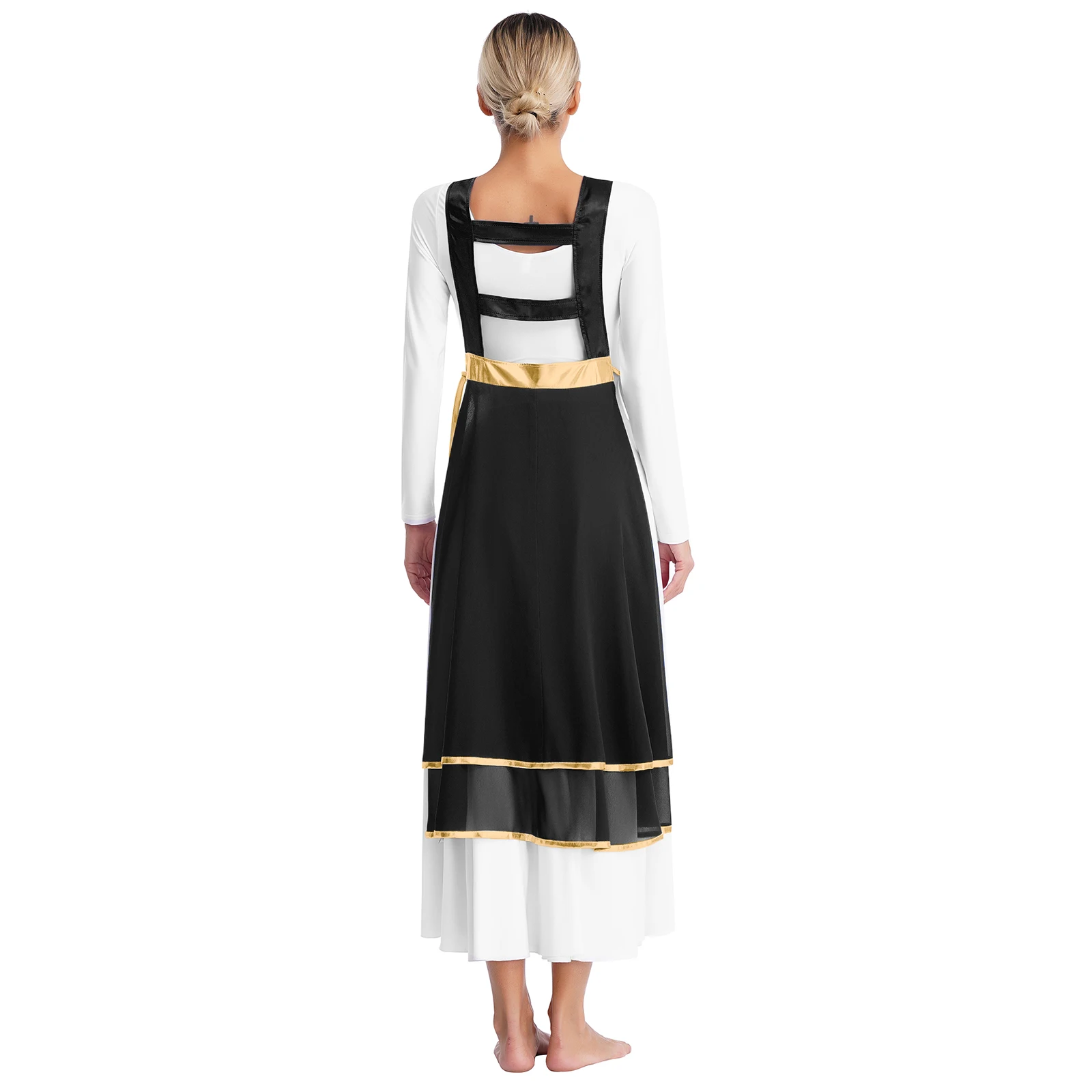 Women Praise Lyrical Dance Tunic Church Choir Worship Liturgical Performance Dress Sleeveless Lace-up Sides Split Robe Gown