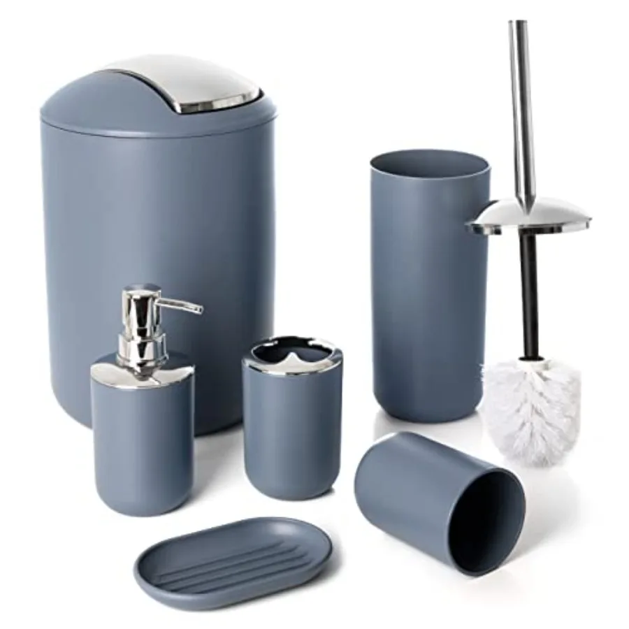 

6 pcs Bathroom Accessories Set Bathroom Decor Sets Includes Soap Dispenser Toothbrush Holder Toothbrush Cup Soap Dish A Complet