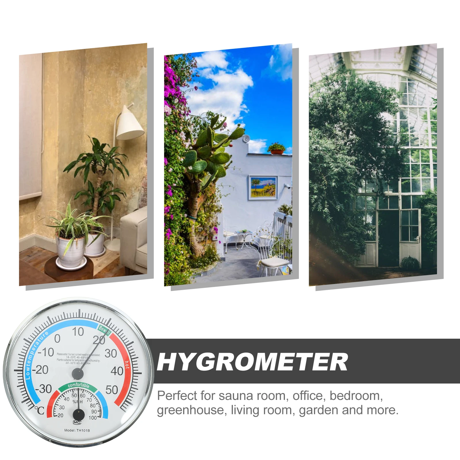 

Indoor Outdoor 2-in-1 Thermometer Hygrometer ABS Material Temperature Humidity Gauge for Patio Garden Hanging Desktop