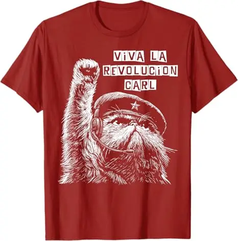 Viva La Revolucion Carl Lustiges Katzen-T-Shirt Y2k Niedliche Kätzchen-Zeichnung Grafische Ästhetik Herrenkleidung Humor Kitty Streetwear Neuheit – Detail 4