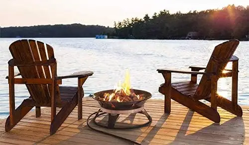 Portable Propane Fire Pit, 21-inch, 58,000 with Fire Pit Cover & Carry Kit, Smokel Gas Firebowl | Perfect for Camping
