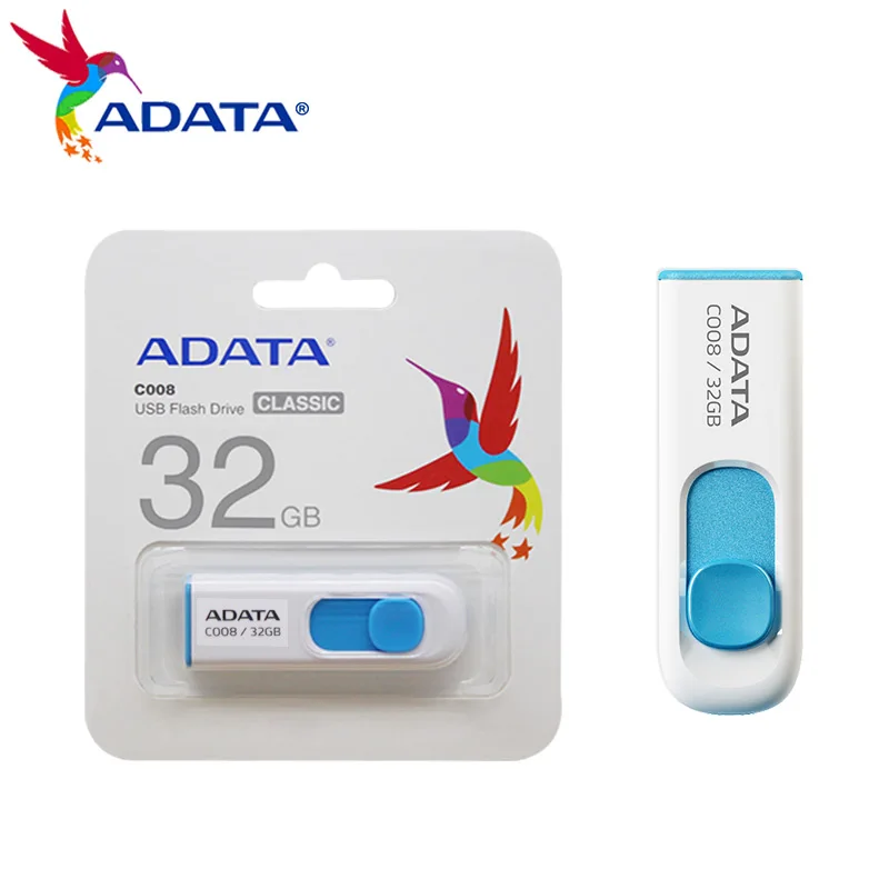 Chiavetta USB ADATA originale Classic 64GB 32GB 16GB Pen Drive White C008 Memory Stick USB 2.0 Pendrive per Laptop Desktop
