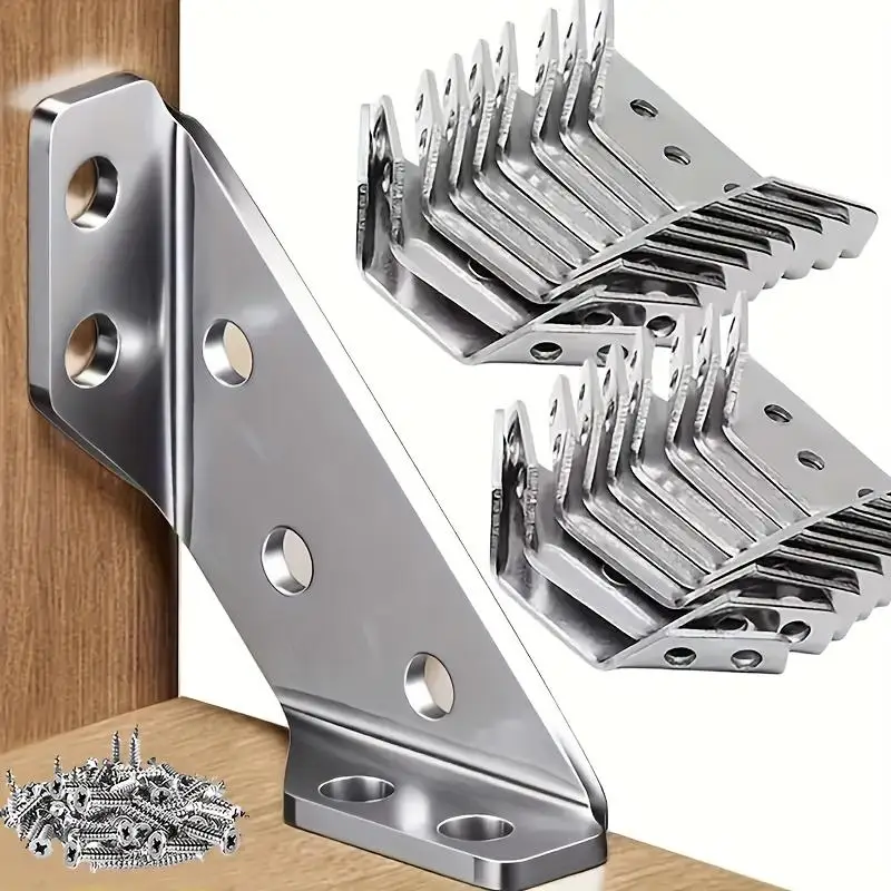Heavy-Duty Stainless Steel Corner Brackets with Screws  Scratch-Resistant, Easy Installation for Furniture & Wood Frames