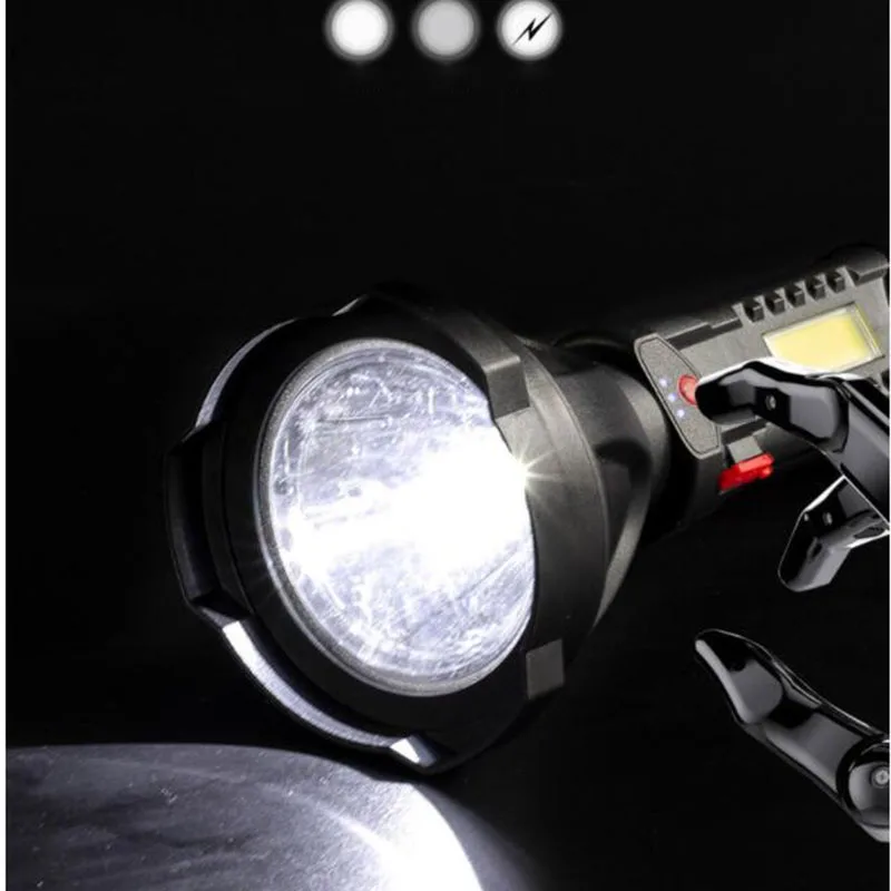 LED Flashlight hand flash light Torches side Lamp recharge Battery USB Rechargeable COB Portable search light outdoor lighting