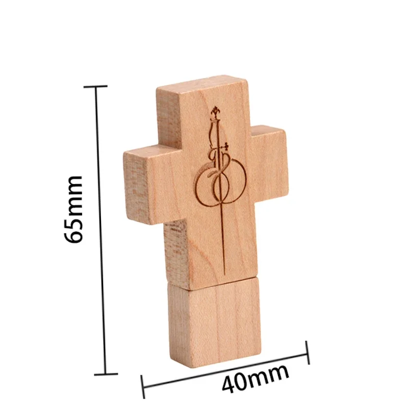 Wooden Cross Pen Drive Free Custom Logo Flash Drives Walnut Box Memory Stick Maple Real Capacity U Disk 128GB/64GB/32GB/16GB/8GB