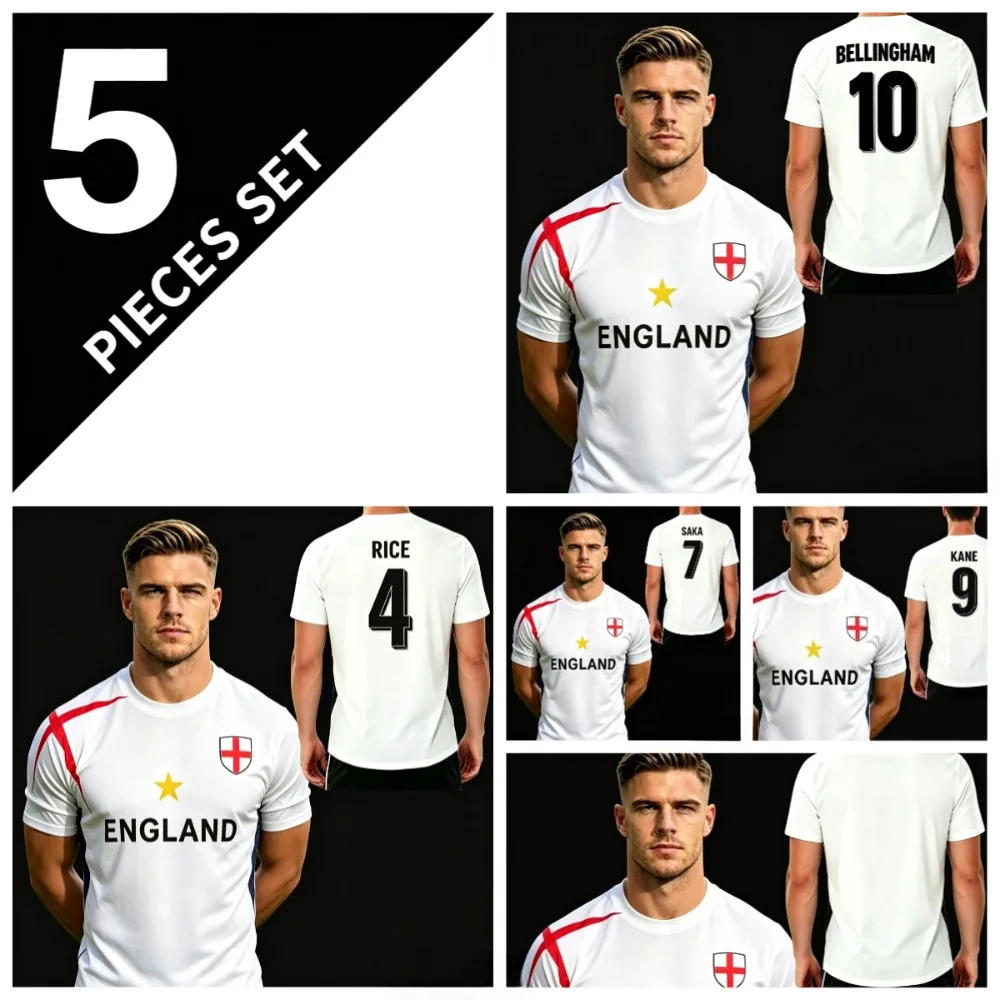 2026 Summer England National Team Soccer Jersey T-Shirt Breathable Quick Dry Fashion Men's & Women's Outdoor Sports Casual Tops