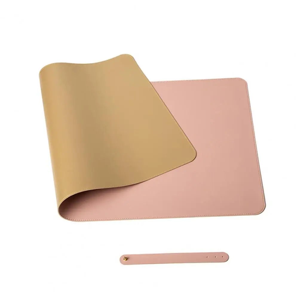 Stain Resistant PVC Mouse Pad Strap Design Faux Leather Decorative Smooth Surface Mouse Cushion Desk Gaming Keyboard Mat