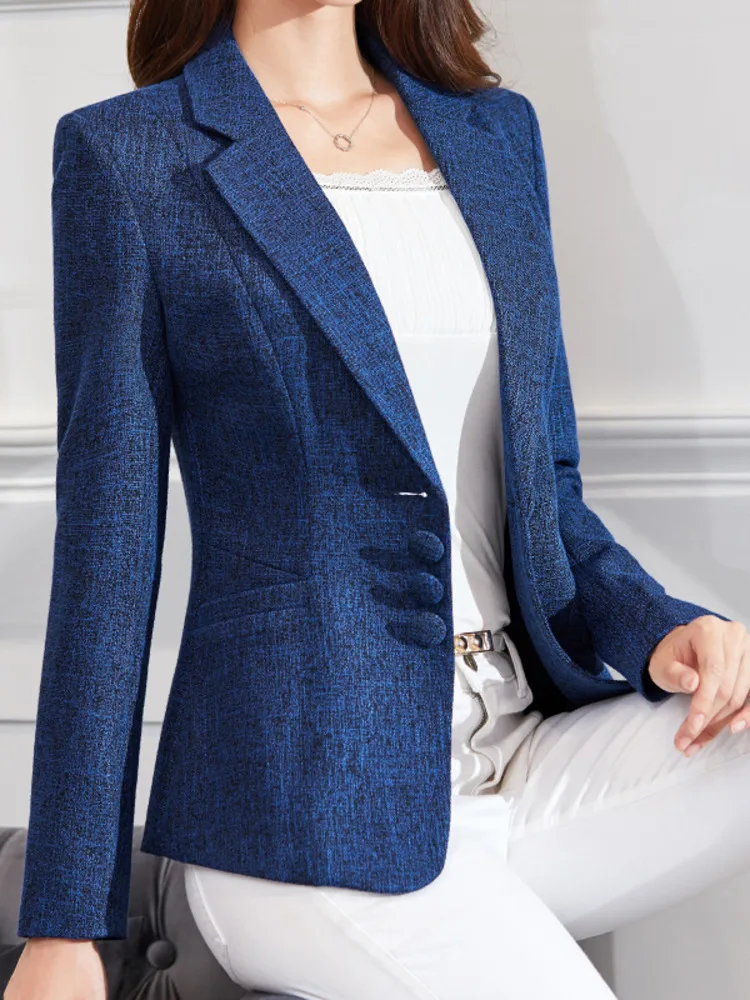 Elegant Women Autumn Blazer Casual Long Sleeve Professional Fashion Office Lady Business Slim Single Breasted Coats New