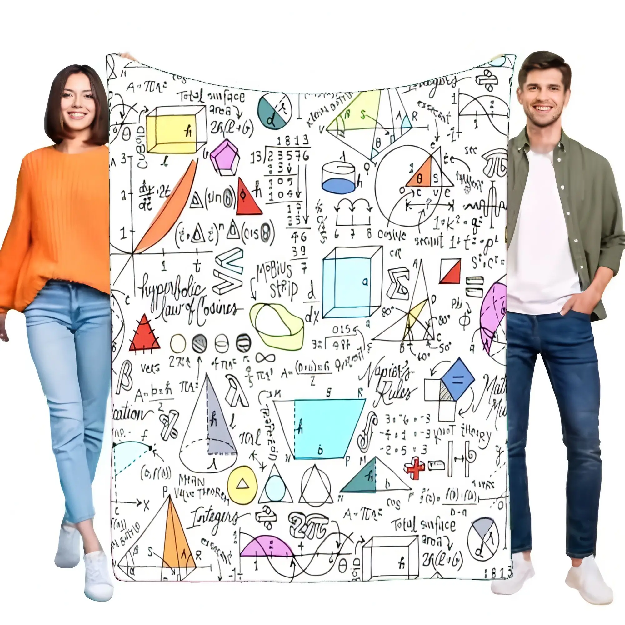 Math-Themed Blanket Cozy Soft Sofa Throw for Students and Teachers, Unique Educational Gift for Math Lovers, Lightweight and Com
