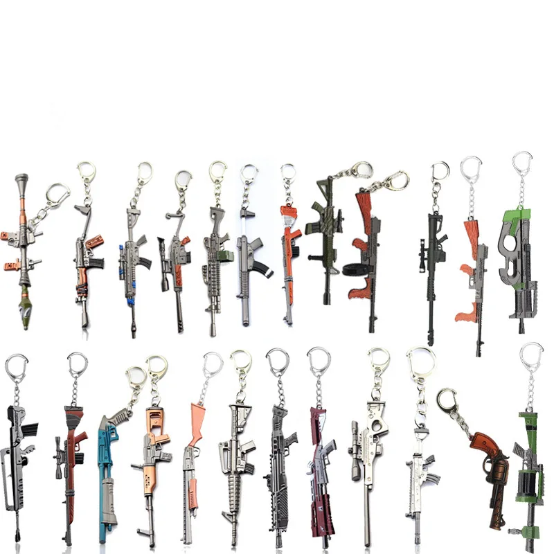 Hot Game PUBG Eat Chicken Keychain Weapons and firearms Keyring auto parts Woman Man Jewelry Wholesale