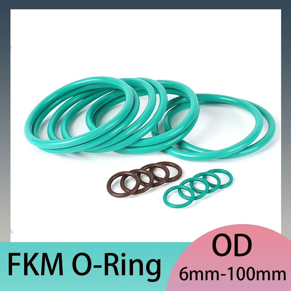 5-20Pcs CS 2.2/3.1mm Green FKM O-Rings OD6-100mm Sealing Gasket Insulation &Alkali &Acid Resistant High Temperature Resistance ﻿