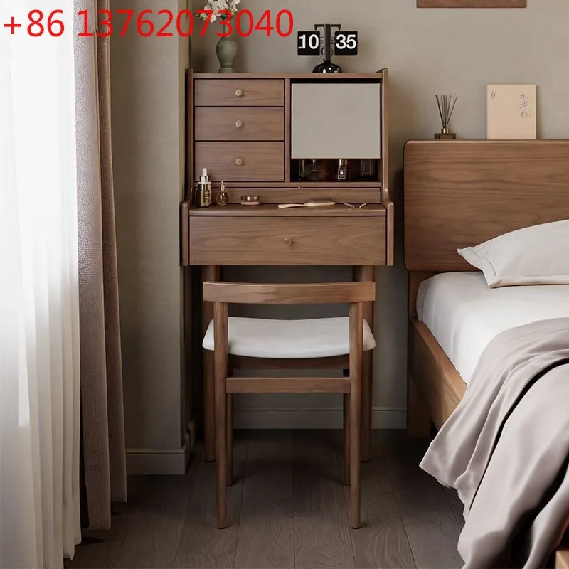 غرفة نوم من الخشب الصلب، طاولة مكياج شمالية بسيطة وحديثة، شقة صغيرة