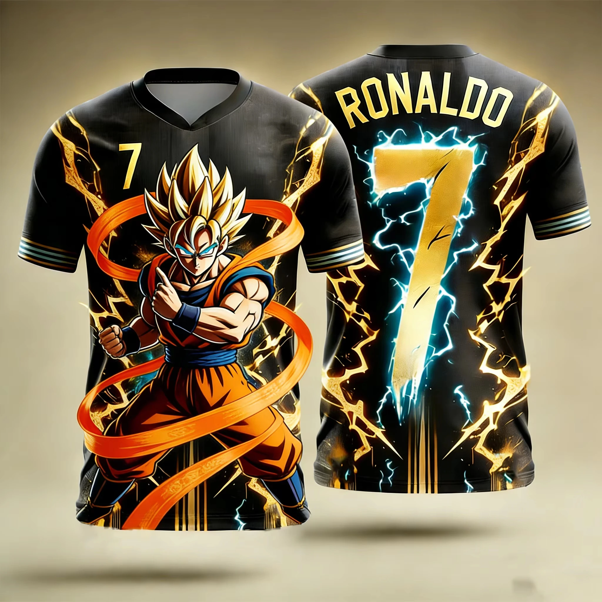 2026 Ronaldo Goku Anime T-shirt for Men and Women Role Playing Fashion Sports Quick Drying Casual Short Sleeves
