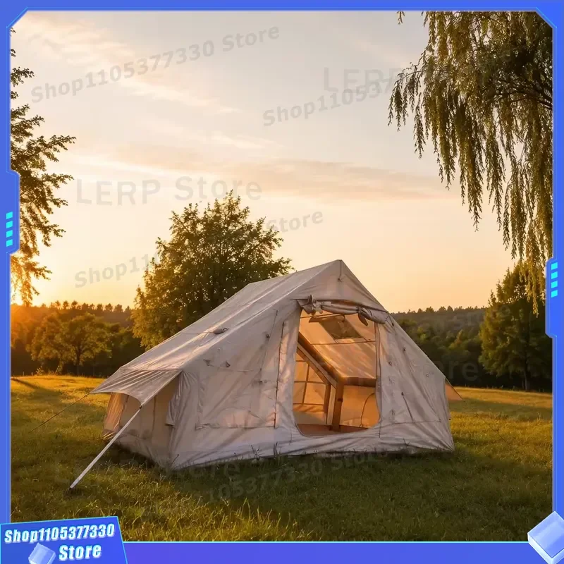 Versatile Inflatable Tent 6.3sqm Standard Air Column 210D Oxford Khaki 3-4 Person Family Portable Easy Build Glamping Camping
