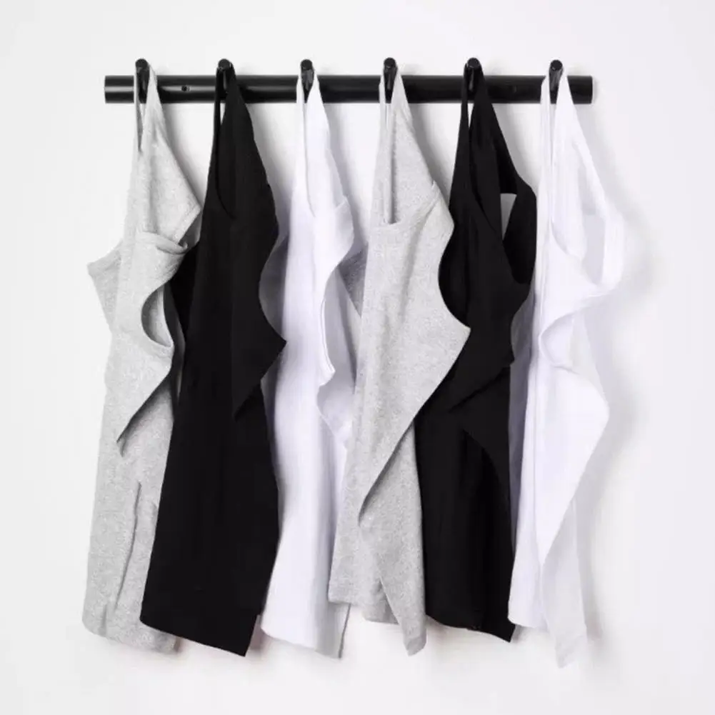 White Men Vest Men's Sleeveless Tops Soft Breathable Layering Vests O-neck Seamless Basic Daily Wear Shirts Men Vest