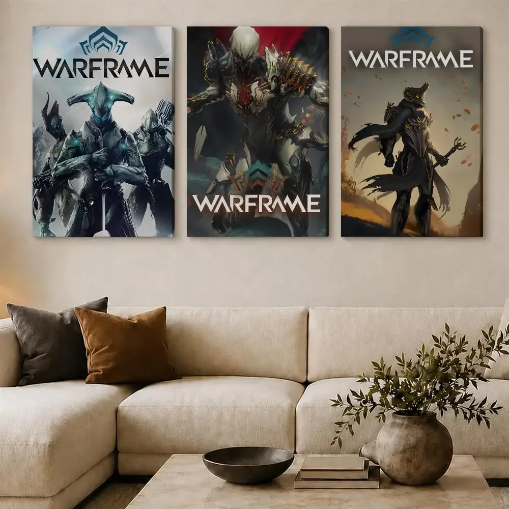 Video Game W-Warframe Painting Calligraphy Framed Canvas Wall Art Gallery Wrapped Ready To Hang Living Room Bedroom Home Decor