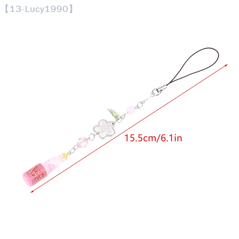 Cute Phone Charm Soda Bottle Y2K Five-pointed Star Beaded Small Pendant Earphone Mobile Phone Chain CCD Camera Chain Handmade