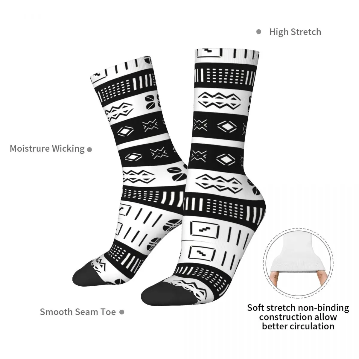 Afrikanische Bogolan Mud cloth Muster Socken Harajuku super weiche Strümpfe die ganze Saison lange Socken Zubehör für Unisex Geschenke