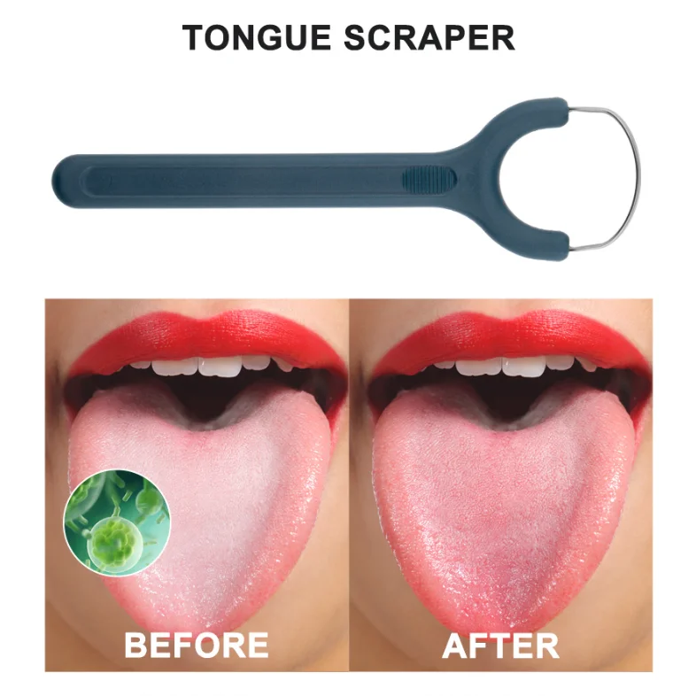 /ACR/Stainless Steel Tongue Scraper Fresh Breath Cleaning Coated Tongue Toothbrush Oral Hygiene Metal Tongue Scraper 1PCS