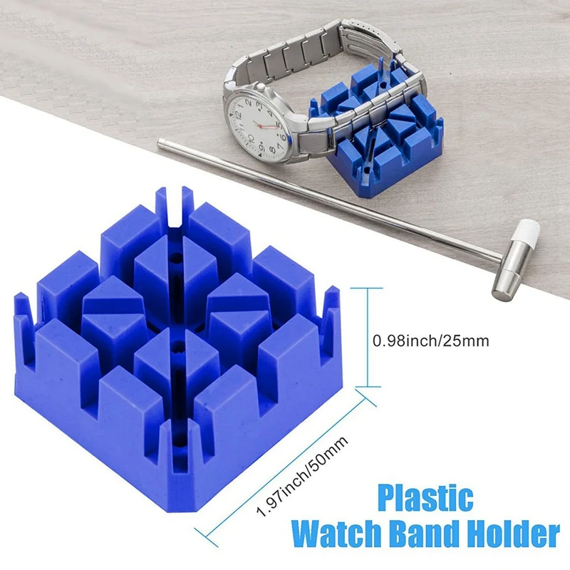 Assista Repair e Remoção Tool Set, Band Link Remover, Martelo Soco Pins, Assista Strap Holder, Strap Lever Kit, 14pcs