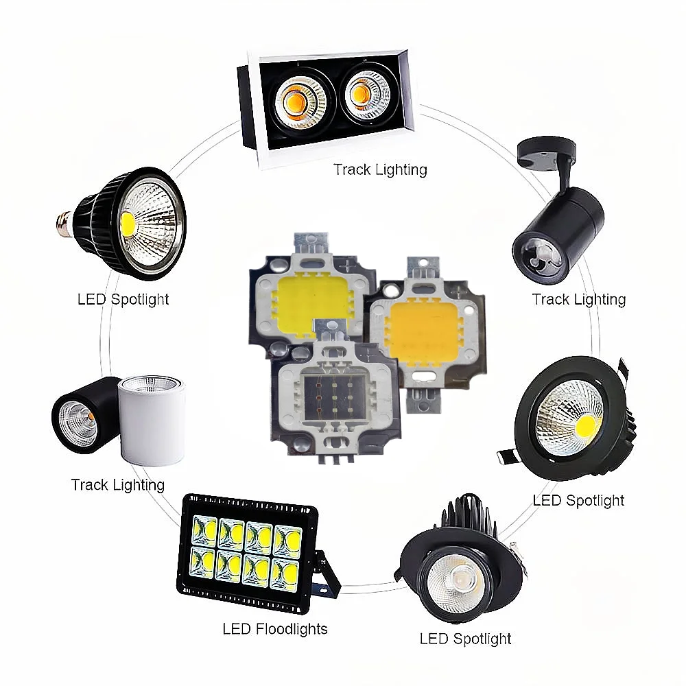 Chip de lámpara integrada de alta potencia, luz COB de 12V y 10W, foco reflector blanco/blanco cálido/Rojo/verde/azul/amarillo/UV/RGB