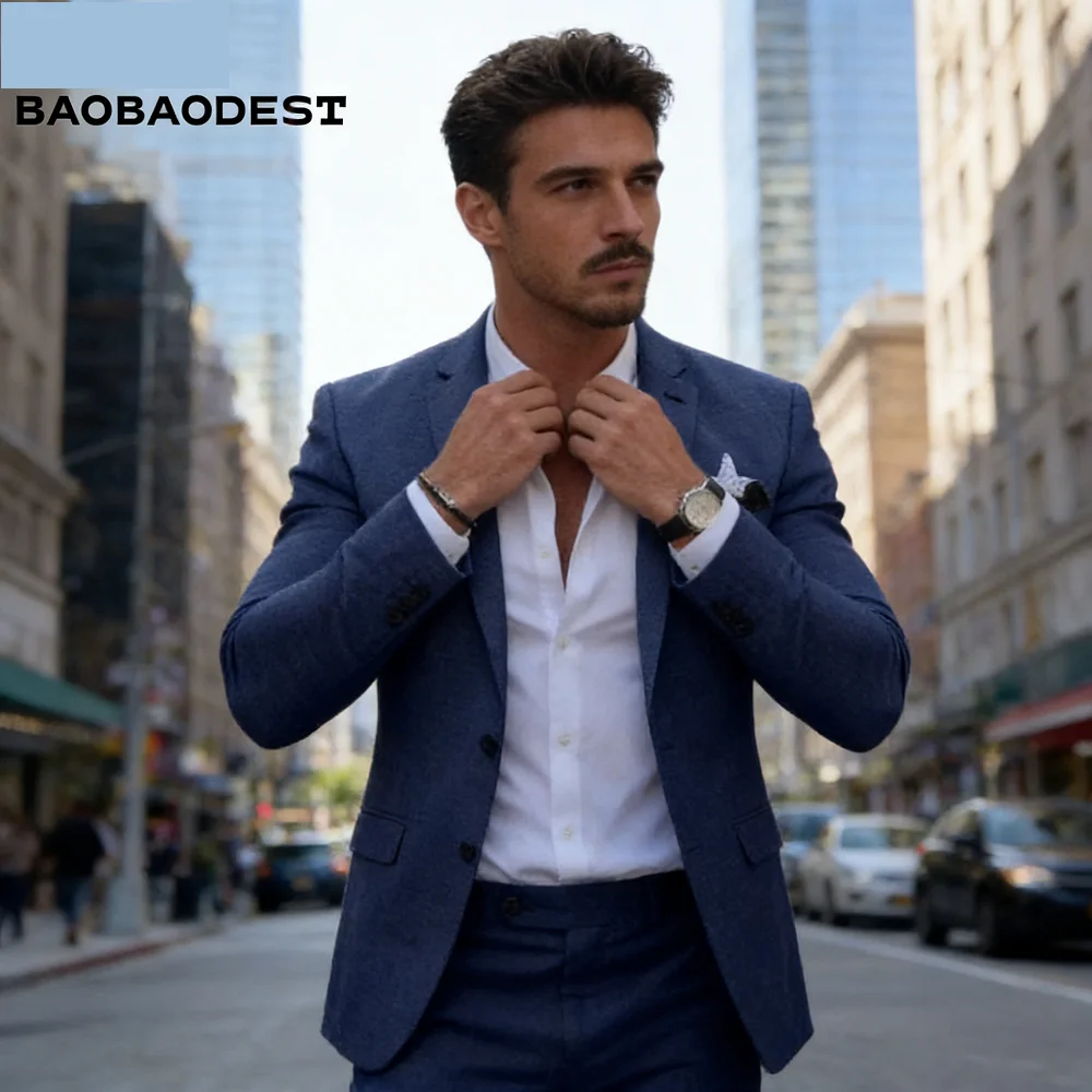 

Men's Summer Linen 2-Piece Suit Set Beach Wedding Vacation Dance Ternos Casual Formal Men's Clothing