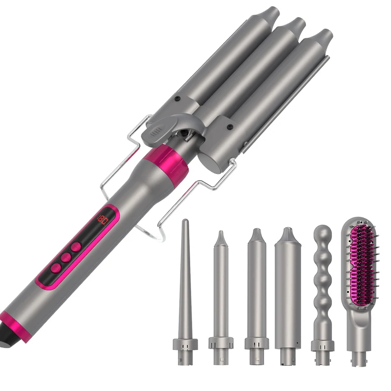 

Private Label Professional 7 in 1 LED Curling Wand Set Interchangeable Styler Hair Curler Waver 6 Barrel Curling Iron