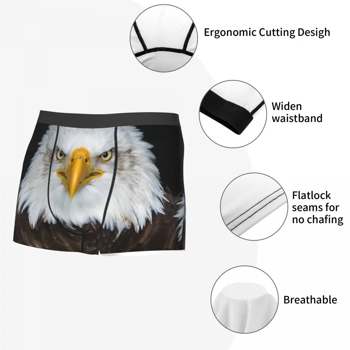 Eagle-Calzoncillos transpirables para hombre, ropa interior con estampado, Bóxer