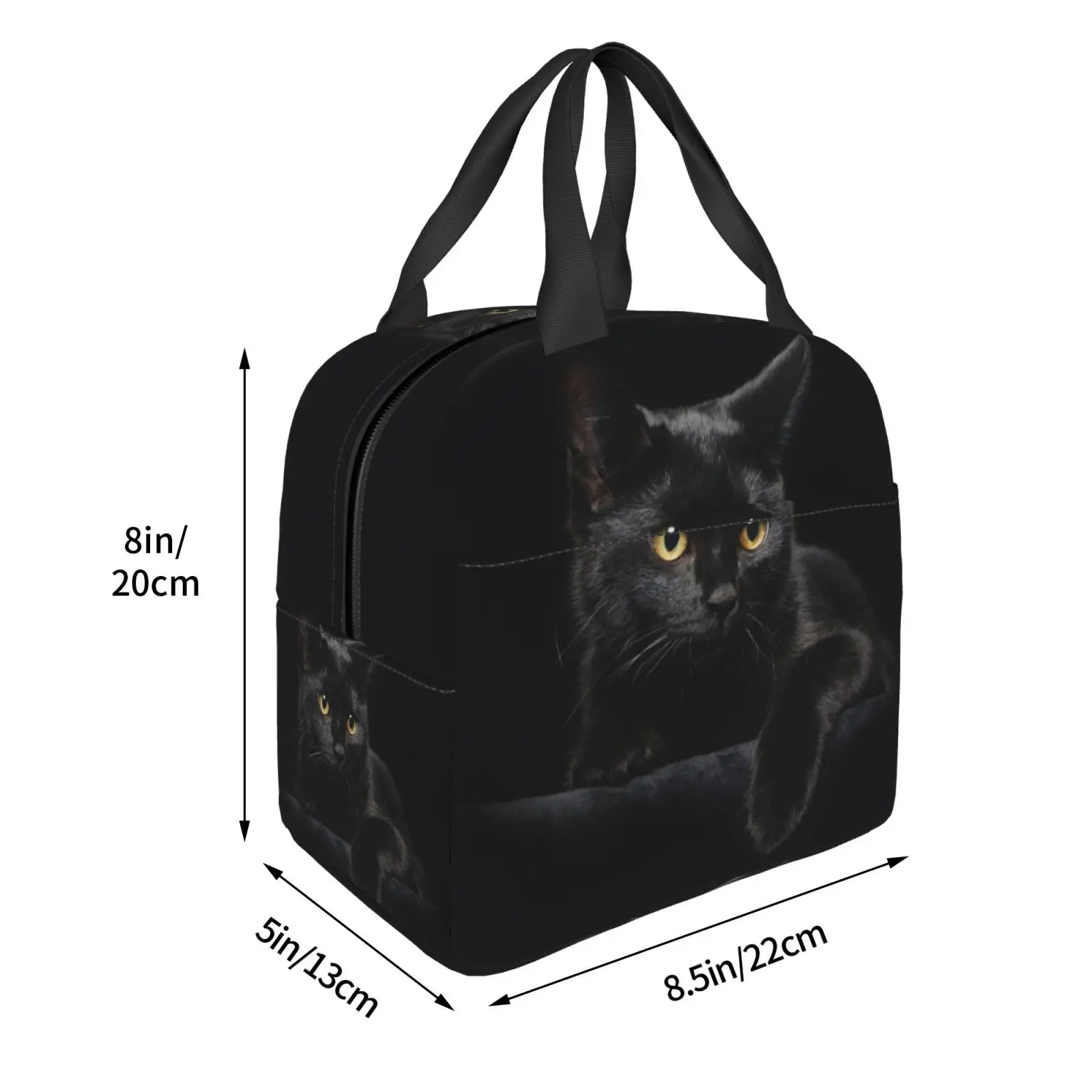 Black Cat Lunch Box for Girls Insulated Cute Lunch Bag School Lunch Bags Reusable Lunchboxes Snack Bag Kawaii Lunch Box